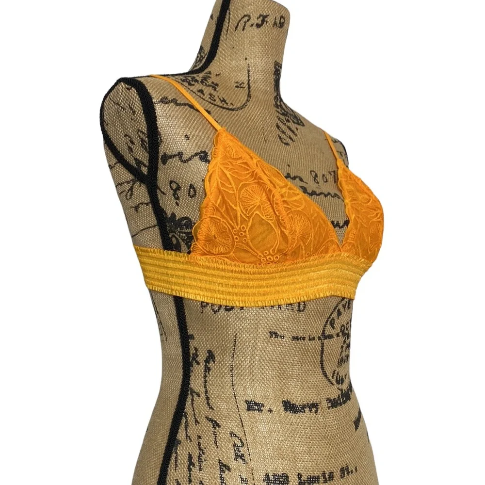 NWT Orange Lace Elastic Intimate Sexy Bra S